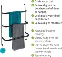 WENKO Handdoekhouder Irpinia 78x55cm Staal Zwart - Handdoekrek - Handdoekenrek Badkamer -Thuis Badkamer 1200x1113 4