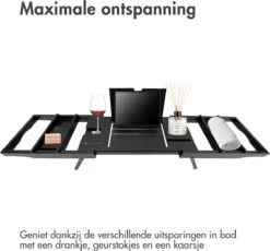 IMoshion Badplank Voor In Bad - Dienblad Inclusief Pootjes - Tablet Houder - Badrek Uitschuifbaar 75 Tot 110 Cm - Zwart -Thuis Badkamer 1200x1119 2