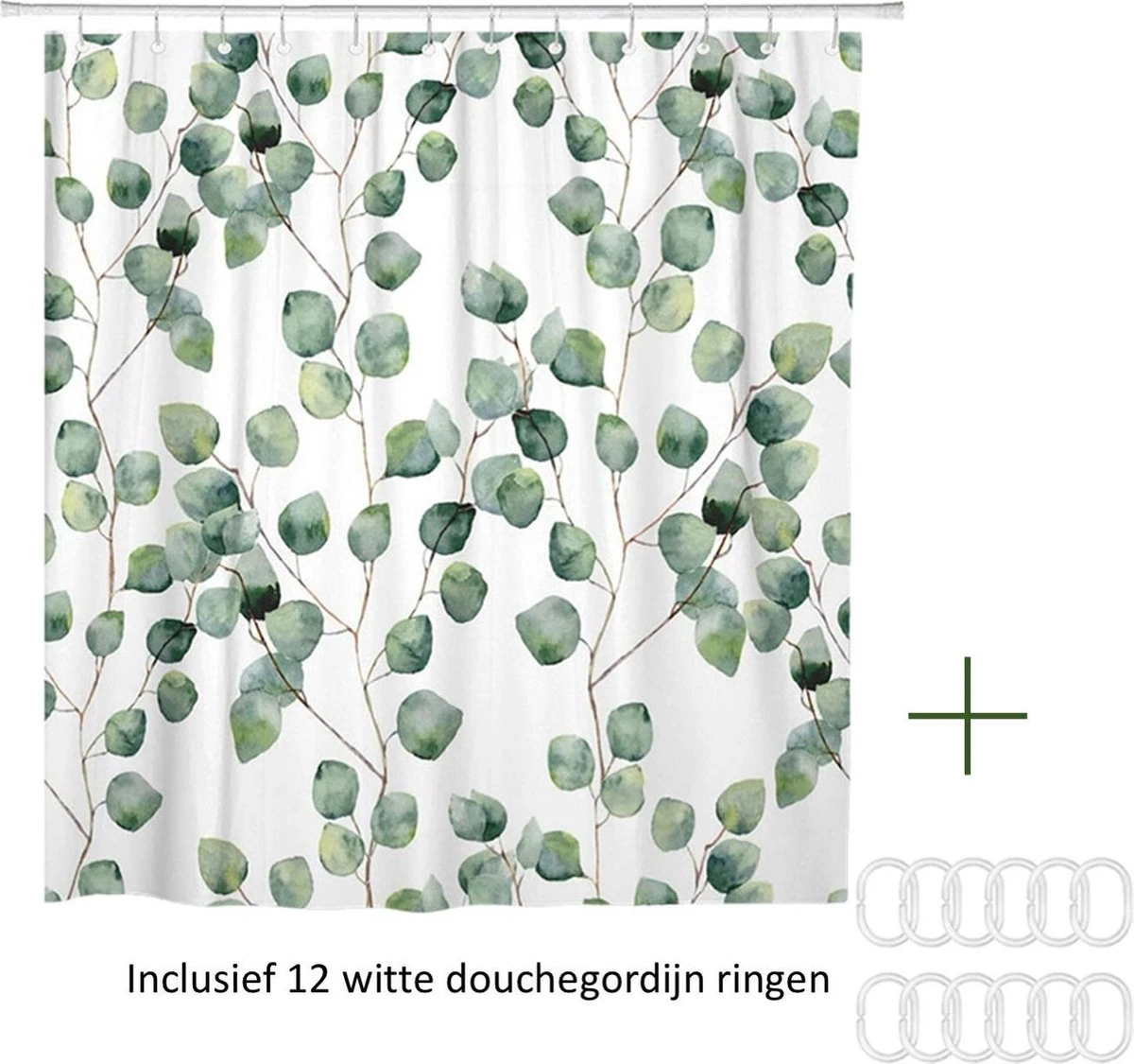 Douchegordijn - Badkamer Accessoires - Eucalyptus - 180x200 Cm 7 Douchegordijn - Badkamer Accessoires - Eucalyptus - 180x200 Cm - Afbeelding 5