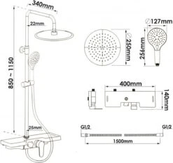 Doucheset - Met Douchemengkraan - En Regendouche - Zwart -Thuis Badkamer 1200x1131
