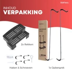 SIAFOSS Doucherek Zonder Boren Doucherek Hangend - 100% Stevig - 100% RVS - Hangend Badkamerrekje - Doucherek Aan Douchewand - Badkamer Accessoires - RVS Zwart - 2 Laags - Douchemand -Thuis Badkamer 1200x1136 10