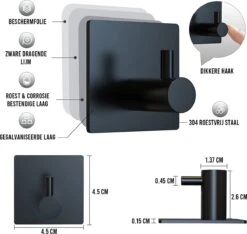 4x Zelfklevende Handdoekhaakjes Haakjes Ophanghaakjes Haken Zwart 15 4x Zelfklevende Handdoekhaakjes Haakjes Ophanghaakjes Haken Zwart -Thuis Badkamer 1200x1136 11