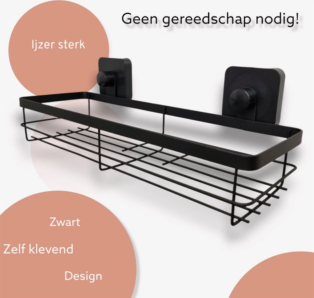 Merkloos Zelfklevend Zwart Doucherek - Ophangbaar Badrek Met Zuignap - Hangend Badkamer Rekje - Douchemandje Voor Muur/Wand Bevestiging 3 Merkloos Zelfklevend Zwart Doucherek - Ophangbaar Badrek Met Zuignap - Hangend Badkamer Rekje - Douchemandje Voor Muur/Wand Bevestiging