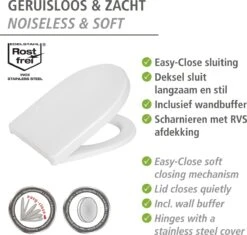 WENKO WC Bril Sindia - Wit Duroplast - Easy-Close Sluiting - Fix-Clip Bevestiging In RVS - Belastbaar Tot 300 Kg - Toiletbril - Toiletzitting -Thuis Badkamer 1200x1144 4