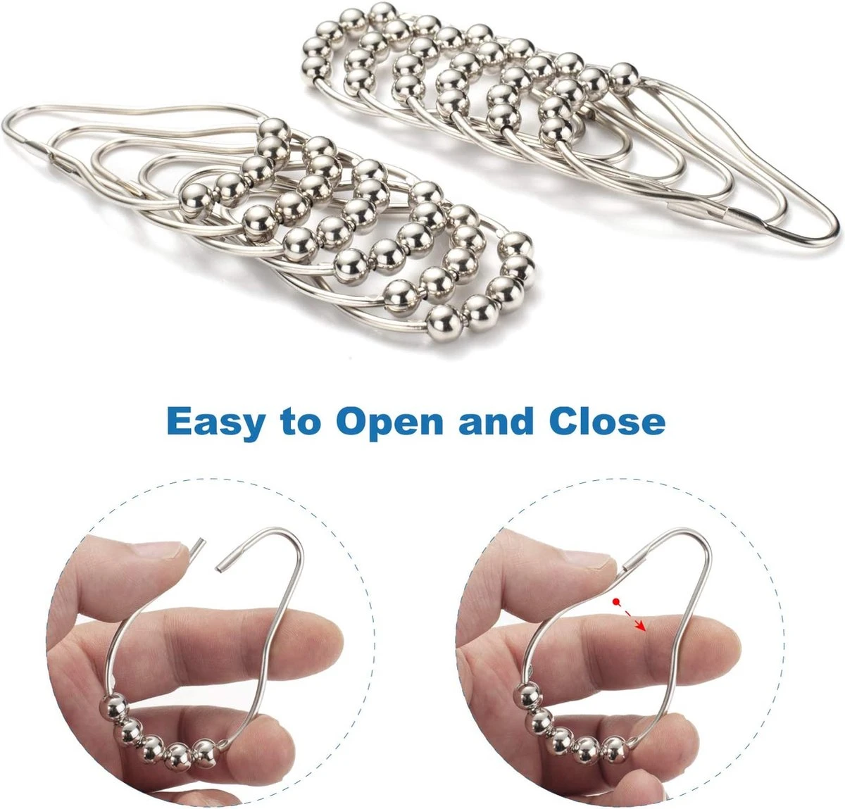 BOTC Gordijnringen - 12 Stuks Gordijn Haken - Gordijnhaken- RVS Gordijn Ringen Voor Gordijn Roede - Sliver 5 BOTC Gordijnringen - 12 Stuks Gordijn Haken - Gordijnhaken- RVS Gordijn Ringen Voor Gordijn Roede - Sliver - Afbeelding 3