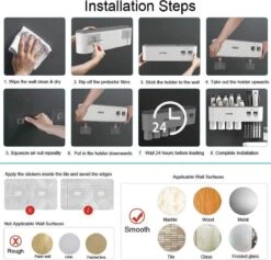 Tandenborstelhouder Badkamer - LB545 – Elektrische Tandenborstel Houder - Opbergbox - Tandenborstel - Automatische Tandpasta Knijper Dispenser - Badkamer Accessoires -Thuis Badkamer 1200x1150