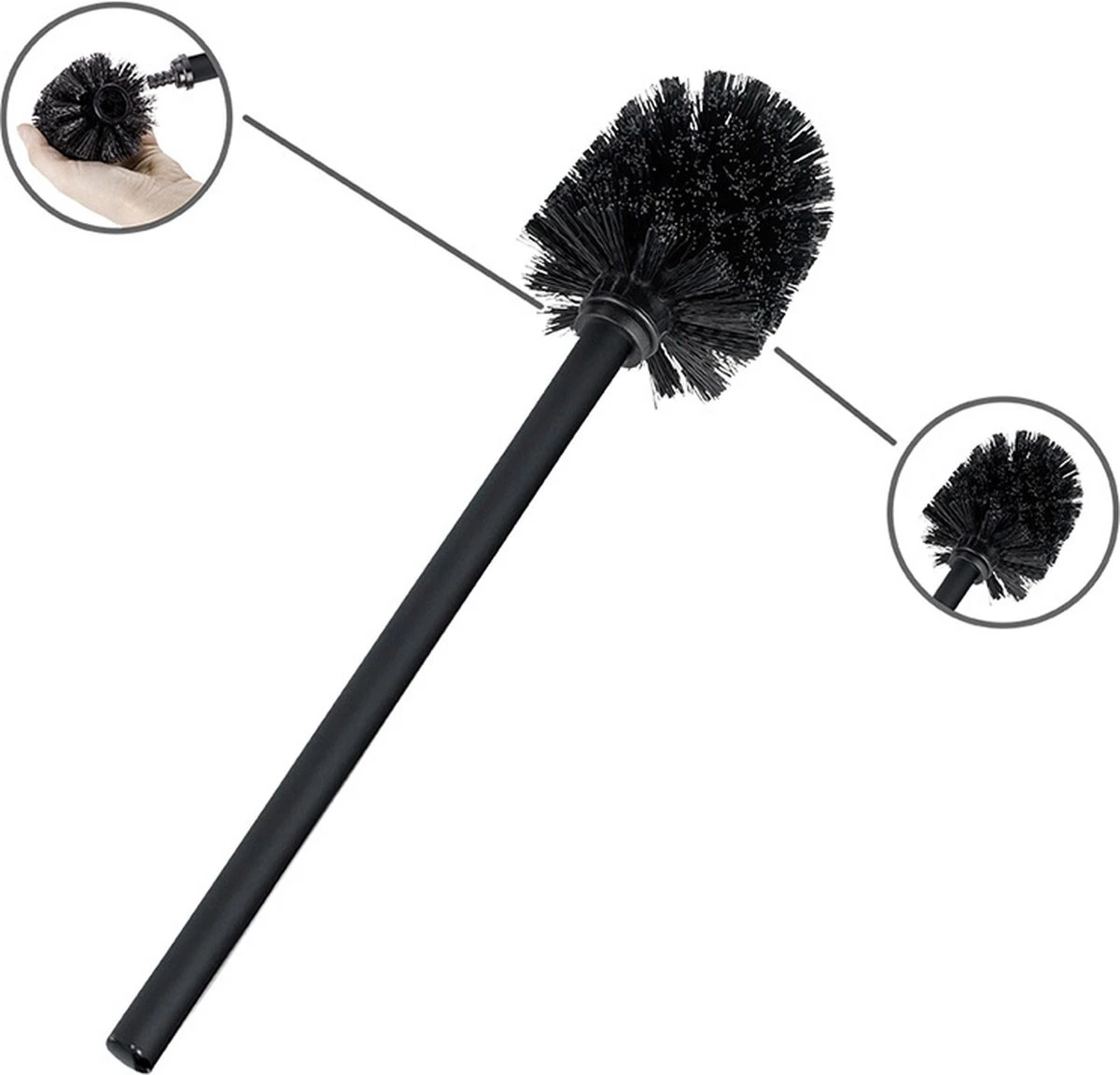 WENKO Toiletbutler Rivalta Zwart - Toiletborstel Met Houder, Toiletrolhouder En Reserverolhouder 6 WENKO Toiletbutler Rivalta Zwart - Toiletborstel Met Houder, Toiletrolhouder En Reserverolhouder - Afbeelding 4