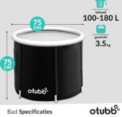 Zitbad | Opblaasbaar Zitbad Voor Volwassenen Van OTUBB | Ofuro | Opvouwbare Badkuip | Inklapbaar | Rond | IJsbad | Zwart | Bath Bucket -Thuis Badkamer 1200x1153 3