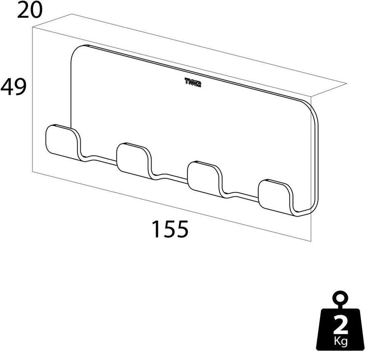 Tiger Colar - Handdoekhaak Multi - Zwart 4 Tiger Colar - Handdoekhaak Multi - Zwart - Afbeelding 2