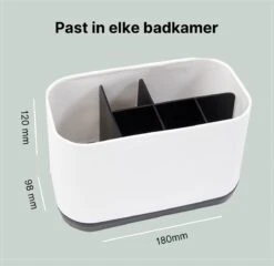 Merkloos Tandenborstelhouder Vrijstaand - Badkamer Organizer Met Lekbak - Badkamer Accessoires - 6 Sorteervakken - Tandenborstel - Wit Met Zwart -Thuis Badkamer 1200x1165 2