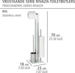 WENKO Toiletbutler Rivalta RVS Mat - Toiletborstel Met Houder, Toiletrolhouder En Reserverolhouder -Thuis Badkamer 1200x1166 4