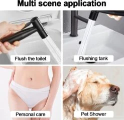 Merkloos Bidet Handdouche - Shattaf - Bidet Sproeier - Bidetkraan - Handheld Bidet Spray Met 120 Cm Doucheslang / Houder- Zwart -Thuis Badkamer 1200x1167