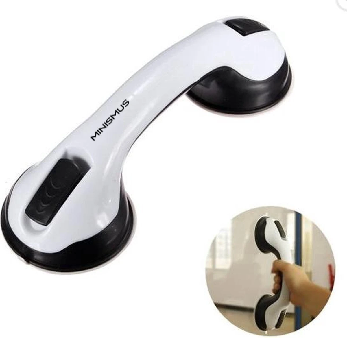 Minismus Badkamer En Douche Handgreep Met Zuignap - Zwart 3 Minismus Badkamer En Douche Handgreep Met Zuignap - Zwart