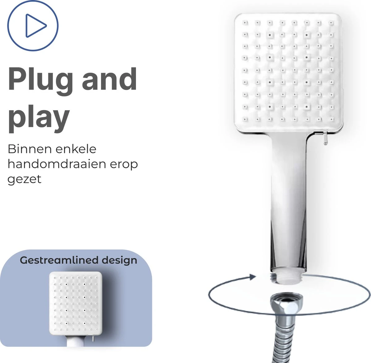 MaatWorkz - Waterbesparende Douchekop Vierkant + Douchetimer - Hoge Waterdruk - Luxe Design - 6 Standen 9 MaatWorkz - Waterbesparende Douchekop Vierkant + Douchetimer - Hoge Waterdruk - Luxe Design - 6 Standen - Afbeelding 7