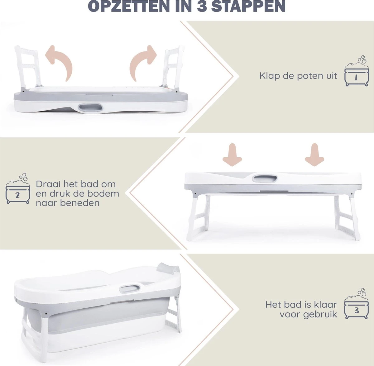 HelloBath Opvouwbaar Zitbad - Bath Bucket - 148cm - 220L - Extra Lang - Incl. Badkussen & Opberghoes 7 HelloBath Opvouwbaar Zitbad - Bath Bucket - 148cm - 220L - Extra Lang - Incl. Badkussen & Opberghoes - Afbeelding 5