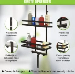 Doucherek Zonder Boren Inclusief Douchewisser - Aan Douchewand - Zwart - Ophangbaar - Zuignap - 2 Laags - Wiper - Shower Rack - Valentijnsdag Cadeau -Thuis Badkamer 1200x1175 8