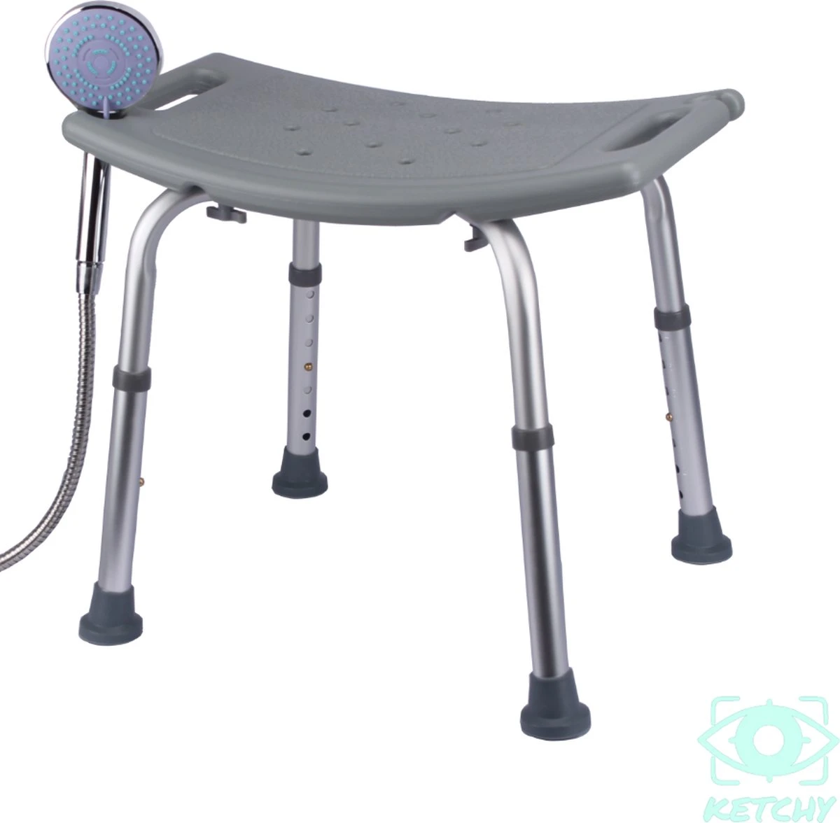 Ketchy Douchekruk - In Hoogte Verstelbaar - Douchekrukje - Roestvrij - 130kg Draagkracht - Comfortabel Zitkussen 9 Ketchy Douchekruk - In Hoogte Verstelbaar - Douchekrukje - Roestvrij - 130kg Draagkracht - Comfortabel Zitkussen - Afbeelding 7