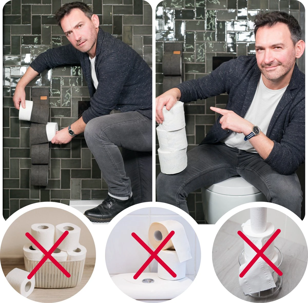 Reserverolhouder Hangend – Toiletrolhouder – Reserve Rolhouder – Zonder Boren – Rolhouder - Muur – Zwart - Antraciet - STOF & SPETTERVRIJ 9 Reserverolhouder Hangend – Toiletrolhouder – Reserve Rolhouder – Zonder Boren – Rolhouder - Muur – Zwart - Antraciet - STOF & SPETTERVRIJ - Afbeelding 7