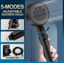 Imperatoris | DoucheSet - Douchekop Met Slang, Houder & Badmuts/Douchemuts - Waterbesparend – Hoge Druk – Regendouche - Zwart Mat -Thuis Badkamer 1200x1181 2