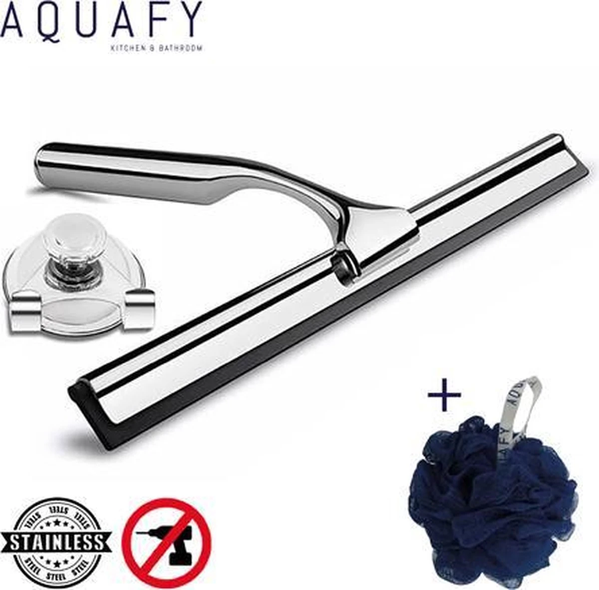 Aquafy Raamwisser RVS - Incl. Douchespons - Douchetrekker Voor Badkamer - Raamwisser Douche - Douchewisser RVS - Luxe Trekker Met Ophanghaak 3 Aquafy Raamwisser RVS - Incl. Douchespons - Douchetrekker Voor Badkamer - Raamwisser Douche - Douchewisser RVS - Luxe Trekker Met Ophanghaak