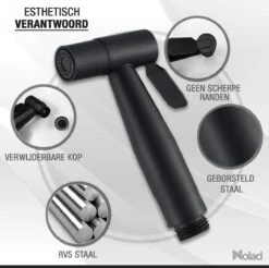 Nolad® Bidet Handdouche - Douchekoppen - Bidet - Handdouche - Zwart -Thuis Badkamer 1200x1195 2