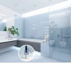 Minismus Douchedeurafdichting Met Waterkering (2 Strips Van 1 Meter, Makkelijk Inkortbaar) - Waterstopper Geschikt Voor Glas Van 6 Tot 8 Mm - Douchedorpel - Lekstrip Voor Horizontale Bevestiging -Thuis Badkamer 1200x1195 9