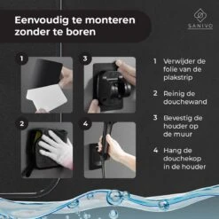 Douchekophouder Chroom Zelfklevend – Verstelbaar – Handdouchehouder – Douchekop Houder Zonder Boren -Thuis Badkamer 1200x1198 12