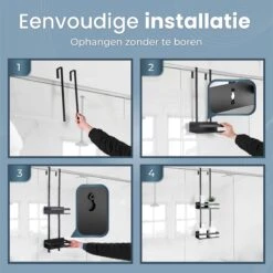 Rohzzi Doucherek Zonder Boren - 30 Dagen Uitproberen - Doucherek Hangend - Badkamer Accessoires - RVS - 2 Laags -Thuis Badkamer 1200x1199 13