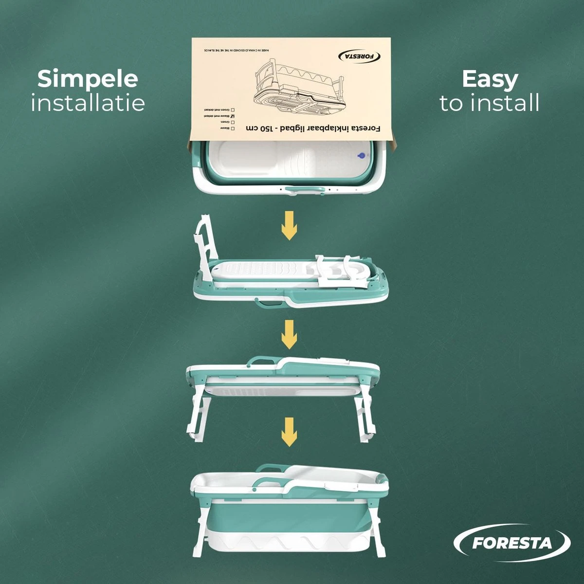 Foresta Opvouwbaar Bad Voor Volwassenen - 150cm - Bath Bucket - Blauw 5 Foresta Opvouwbaar Bad Voor Volwassenen - 150cm - Bath Bucket - Blauw - Afbeelding 3