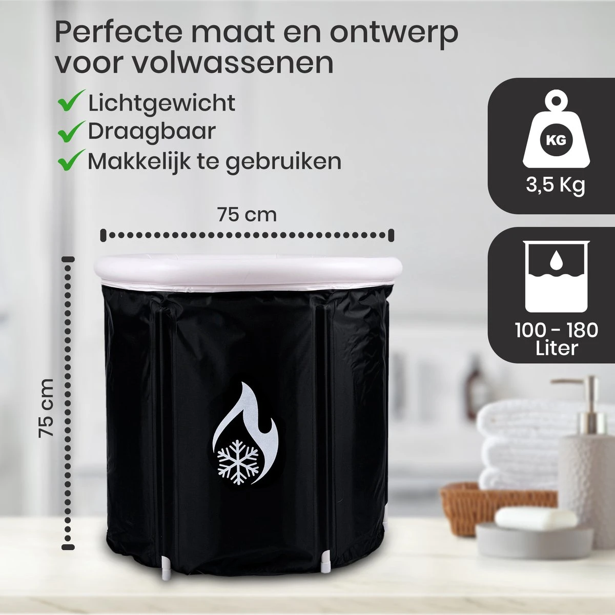 Opvouwbaar Zitbad Voor Volwassenen - Bath Bucket - Ijsbad - Inklapbaar Bad - Zwart - Opblaasbad - Inclusief Voetpomp - Inclusief Ingebouwd Zitkussen 5 Opvouwbaar Zitbad Voor Volwassenen - Bath Bucket - Ijsbad - Inklapbaar Bad - Zwart - Opblaasbad - Inclusief Voetpomp - Inclusief Ingebouwd Zitkussen - Afbeelding 3