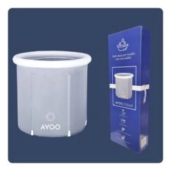 AYOO® Zitbad - Opblaasbaar Bad - Opvouwbaar Bad - Wim Hof Methode - Ijsbad - Badkuip - Zitbad Voor Volwassenen - Bathtub - Zitbaden - Bath Bucket - Inclusief Voetpomp - Grijs -Thuis Badkamer 1200x1200 1029