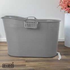 EKEO Zitbad - 210L - Mobiele Badkuip - Bath Bucket - Ijsbad- Tuinbad - Grijs -Thuis Badkamer 1200x1200 1032