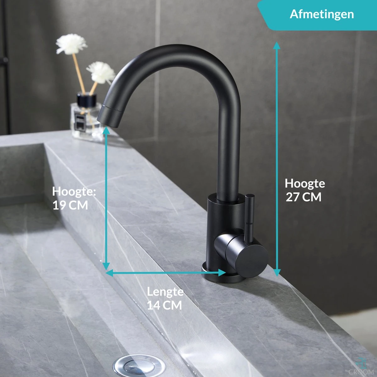 Wastafelkraan Zwart - Keukenkraan - Kraan - Badkamerkraan 4 Wastafelkraan Zwart - Keukenkraan - Kraan - Badkamerkraan - Afbeelding 2