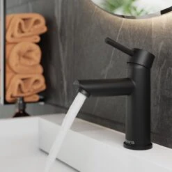 Wastafelkraan - Wastafel - Kraan - Badkamer - Zwart - Inclusief Aansluit Slangen -Thuis Badkamer 1200x1200 1080