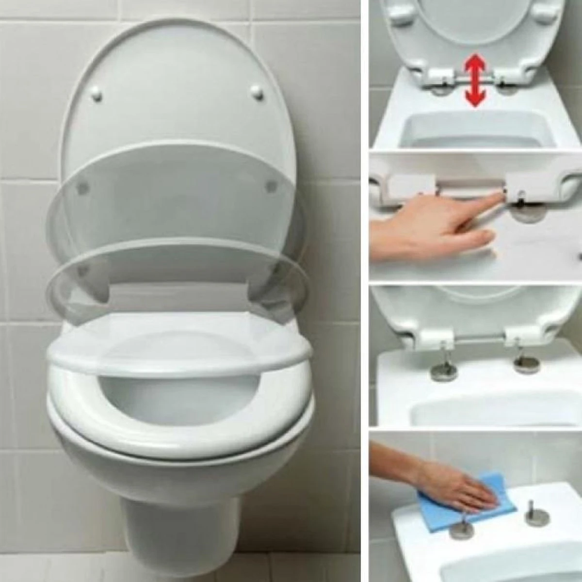 Sanitary WC-bril Met Print - Kunstof - Softcolse - RVS Schanieren - Afklikbaar 4 Sanitary WC-bril Met Print - Kunstof - Softcolse - RVS Schanieren - Afklikbaar - Afbeelding 2