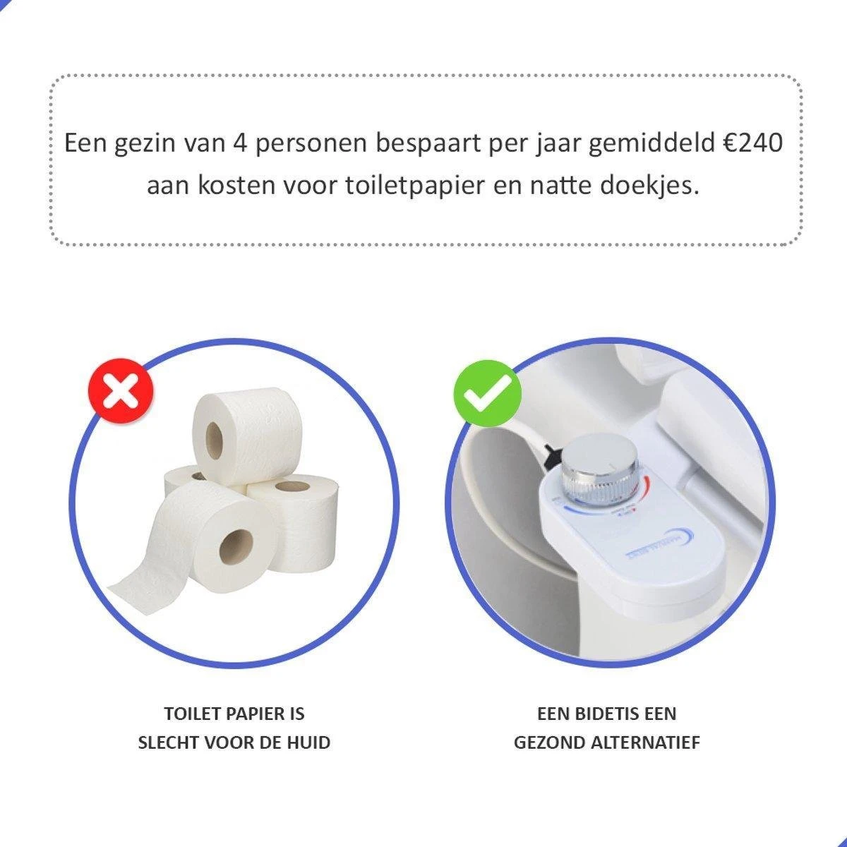 Bidet Handdouche Toilet Sproeier Shattaf Sprayer WC Papier Besparend - Enkel Spray Koud Water - Badkamer Accessoires - Freshole® 7 Bidet Handdouche Toilet Sproeier Shattaf Sprayer WC Papier Besparend - Enkel Spray Koud Water - Badkamer Accessoires - Freshole® - Afbeelding 5