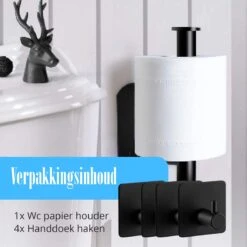 Flusive Toiletrolhouder Met 4 Handdoekhaakjes - Wc Rolhouder - Zelfklevend Zonder Boren - RVS - Zwart 21 Flusive Toiletrolhouder Met 4 Handdoekhaakjes - Wc Rolhouder - Zelfklevend Zonder Boren - RVS - Zwart -Thuis Badkamer 1200x1200 125