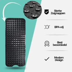 The Original - Badmat Antislip - Zwart - 100x40cm - Antislipmat Douchemat Voor Bad & Douche - Anti Slip Mat Met Zuignappen -Thuis Badkamer 1200x1200 1269