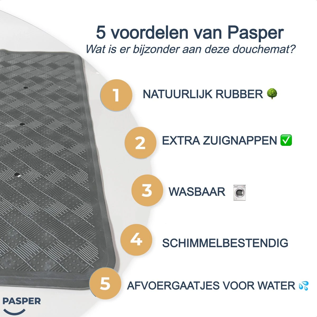 Douchemat Antislip Grijs - 53 X 53 Cm - Antislipmat Douche - Badmat 9 Douchemat Antislip Grijs - 53 X 53 Cm - Antislipmat Douche - Badmat - Afbeelding 7