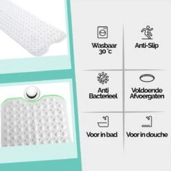 The Original - Badmat Antislip - Wit - 100x40cm - Antislipmat Douchemat Voor Bad & Douche - Anti Slip Mat Met Zuignappen -Thuis Badkamer 1200x1200 1309