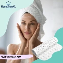 The Original - Badmat Antislip - Wit - 100x40cm - Antislipmat Douchemat Voor Bad & Douche - Anti Slip Mat Met Zuignappen -Thuis Badkamer 1200x1200 1310