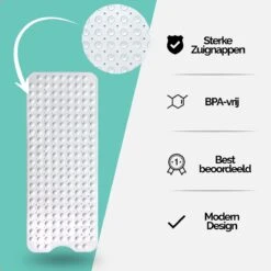 The Original - Badmat Antislip - Wit - 100x40cm - Antislipmat Douchemat Voor Bad & Douche - Anti Slip Mat Met Zuignappen -Thuis Badkamer 1200x1200 1315