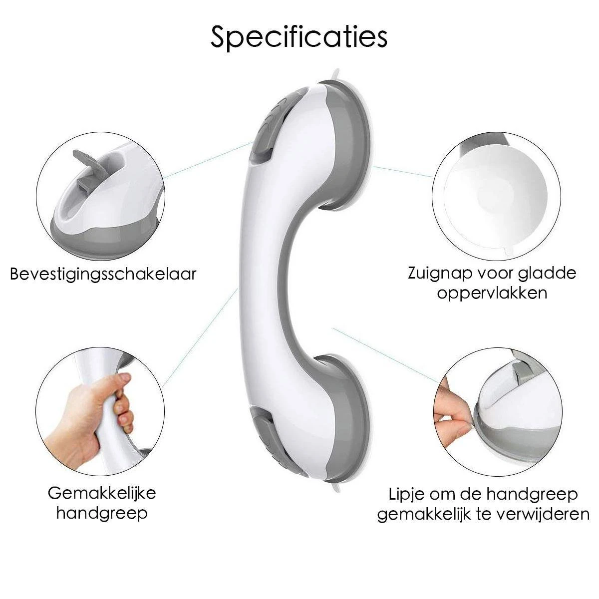 Merkloos Handgreep Met Zuignap Voor Badkamer, Douche En Toilet – Veilige Oplossing Zonder Boorgaten – Veiligheidsgreep – Helping Hand Handvat - 30CM - Handig Hulpmiddel Voor Kinderen En Ouderen 4 Merkloos Handgreep Met Zuignap Voor Badkamer, Douche En Toilet – Veilige Oplossing Zonder Boorgaten – Veiligheidsgreep – Helping Hand Handvat - 30CM - Handig Hulpmiddel Voor Kinderen En Ouderen - Afbeelding 2