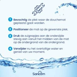 Merkloos Douchemat - Badmat Antislip - Antislipmat Douche - Antislipmat Bad - ​​Schimmelbestendig - Met Zuignappen - Wasbaar - Wit -Thuis Badkamer 1200x1200 1379