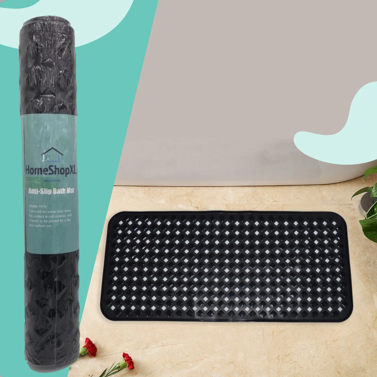 The Original - Douchemat Antislip - Zwart - 88x40cm - Antislipmat Badmat Voor Bad & Douche - Anti Slip Mat Met Zuignappen 4 The Original - Douchemat Antislip - Zwart - 88x40cm - Antislipmat Badmat Voor Bad & Douche - Anti Slip Mat Met Zuignappen - Afbeelding 2