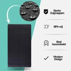 The Original - Douchemat Antislip - Zwart - 70x40cm - Antislipmat Badmat Voor Bad & Douche - Anti Slip Mat Met Zuignappen -Thuis Badkamer 1200x1200 1474