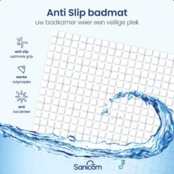 Merkloos Badmat Antislip - Douchemat - Antislipmat Bad - Antislipmat Douche - Schimmelbestendig - Met Zuignappen - Wasbaar - Wit -Thuis Badkamer 1200x1200 1490