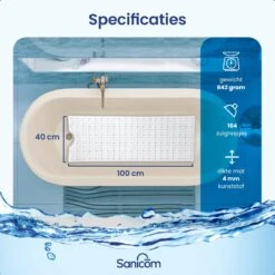 Merkloos Badmat Antislip - Douchemat - Antislipmat Bad - Antislipmat Douche - Schimmelbestendig - Met Zuignappen - Wasbaar - Wit -Thuis Badkamer 1200x1200 1491