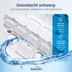 Merkloos Badmat Antislip - Douchemat - Antislipmat Bad - Antislipmat Douche - Schimmelbestendig - Met Zuignappen - Wasbaar - Wit -Thuis Badkamer 1200x1200 1493