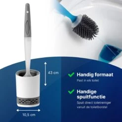 Mdxl® Siliconen WC Borstel Met Zeepdispenser - Hervulbaar - Vrijstaand Of Hangend - Sneldrogend, Hygiënisch & Antibacteriële Werking - Zonder Boren - Toilet Brush - Toiletborstel Houder - Lekbak -Thuis Badkamer 1200x1200 1680